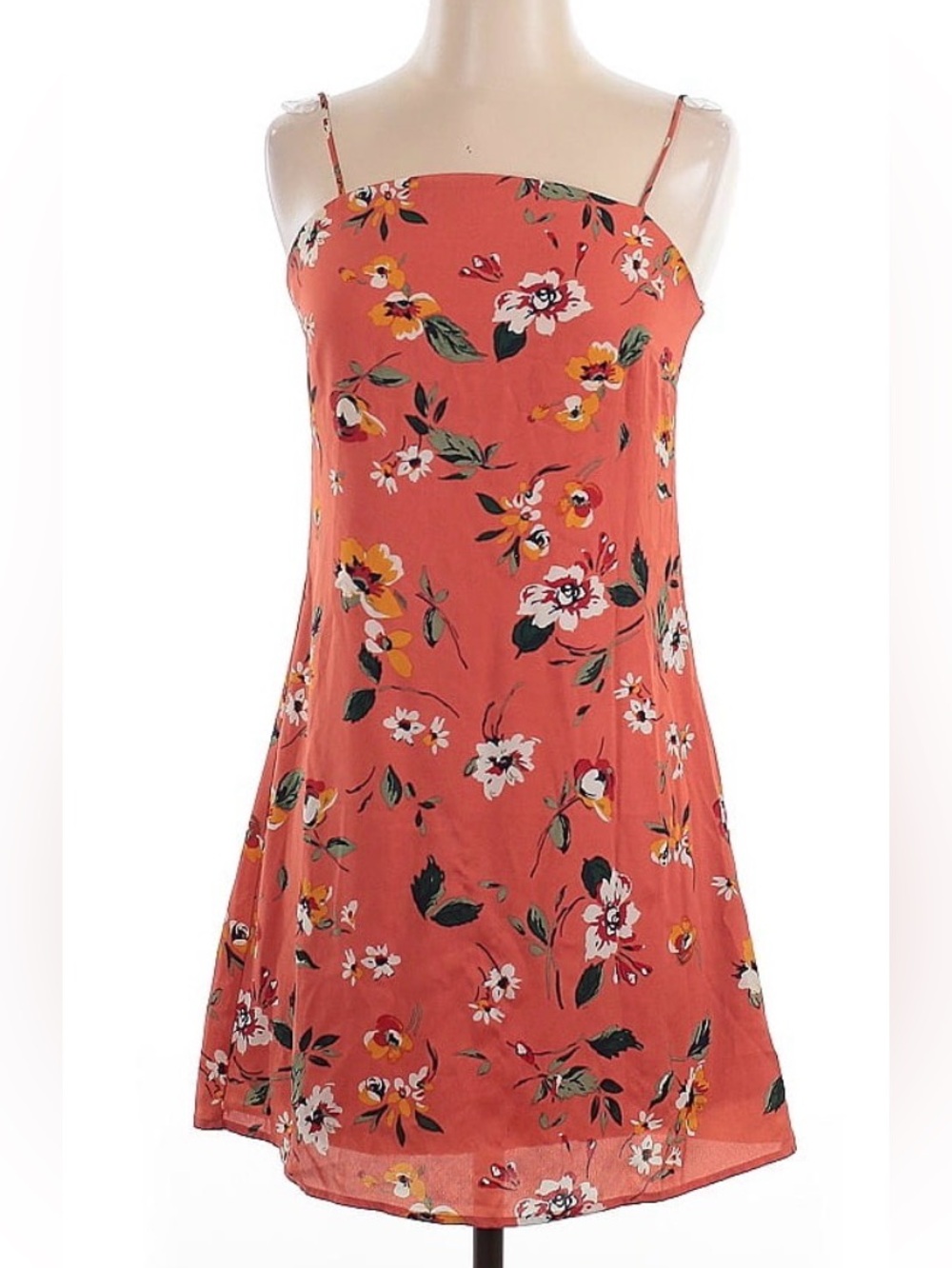 Trixxi Rust Floral Slip Mini Dress with Spaghetti Straps